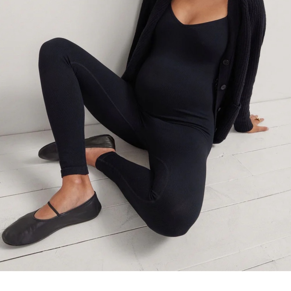 Hatch Black Ribbed Maternity Jumpsuit